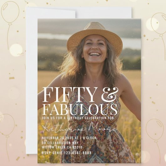 50歳で素敵な写真パーティー 50歳の誕生日パーティー 招待状