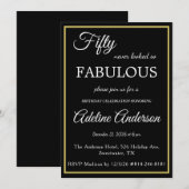 50歳で素敵な女性 ブラックゴールド 50歳の誕生日 招待状 (正面/裏面)