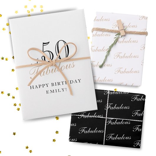 50歳で素敵な現代女性の誕生日 ラッピングペーパーシート