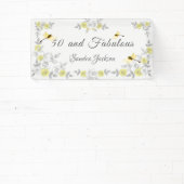 50歳で素敵な誕生日黄色と灰色の花 横断幕 (インサイチュ)