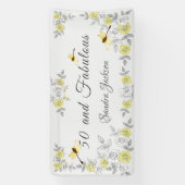 50歳で素敵な誕生日黄色灰色花 横断幕 (縦)