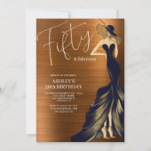 50歳で素敵に輝くドレス 50歳の誕生日 招待状 (正面)