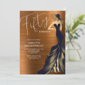 50歳で素敵に輝くドレス 50歳の誕生日 招待状 (スタンド正面)