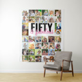 50歳で素敵に輝く40枚の写真コラージュ誕生日 タペストリー (インサイチュ)