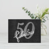 50歳で素敵に | ブラックとシルバーグレイのグランジ 招待状 (スタンド正面)