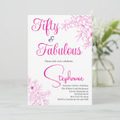 50歳で素敵に | 50歳の誕生日パーティー ピンク 招待状 (スタンド正面)
