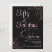 50歳で素敵に | 50歳の誕生日パーティー ブラックピンク 招待状 (正面)