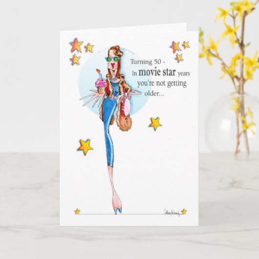 50歳で素晴らしい! カード (黄色い花)