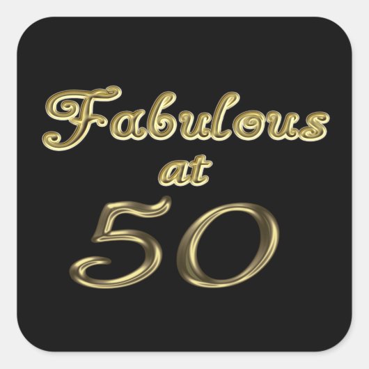 50歳で50歳の金ゴールドタイポグラフィ50歳 スクエアシール (正面)