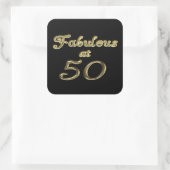 50歳で50歳の金ゴールドタイポグラフィ50歳 スクエアシール (バッグ)