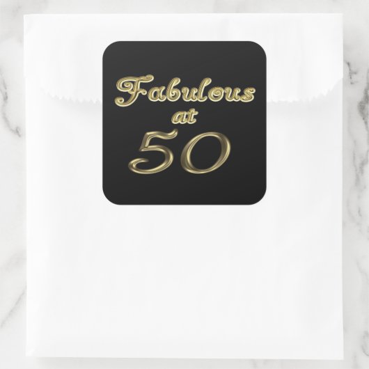 50歳で50歳の金ゴールドタイポグラフィ50歳 スクエアシール (バッグ)