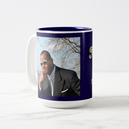 50歳で50歳の金ゴールドタイポグラフィ50歳 ツートーンマグカップ (正面左)