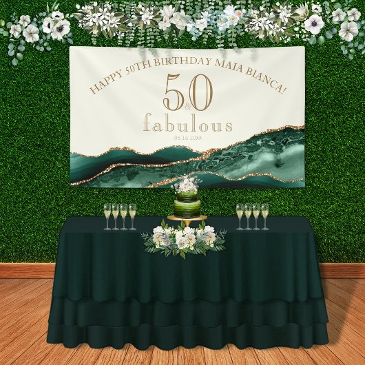 50歳とファビュラス エメラルドグリーンアゲート 50歳の誕生日 横断幕