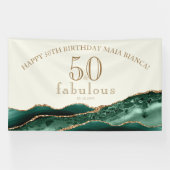 50歳とファビュラス エメラルドグリーンアゲート 50歳の誕生日 横断幕 (横)