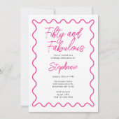 50歳と素敵なピンクのスクリプト 招待状 (正面)