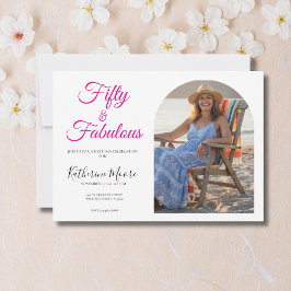 50歳と素敵な写真ピンク 50歳の誕生日パーティー 招待状