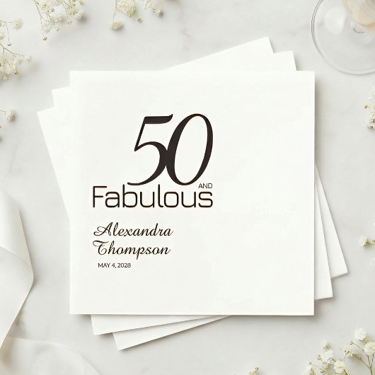 50歳と素敵な名前の日付 50歳の誕生日パーティー スタンダードカクテルナプキン