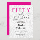 50歳と素敵な花の50歳の誕生日 招待状 (正面/裏面)