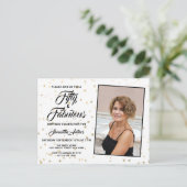 50歳と素晴らしいエレガント金ゴールド星の写真 インビテーションポストカード (スタンド正面)