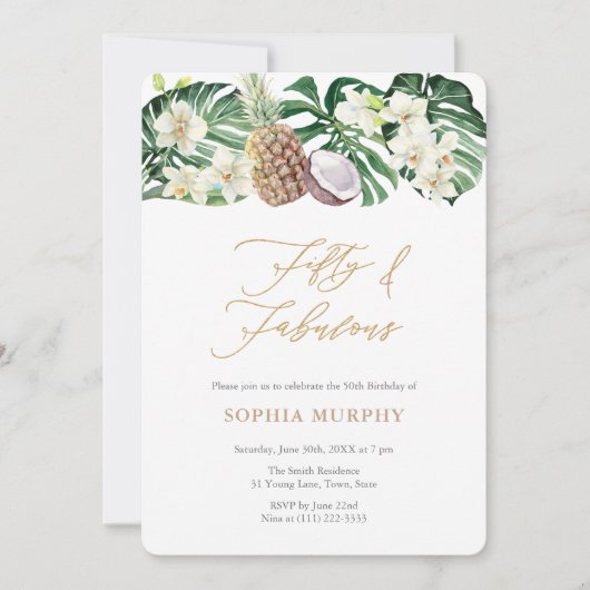 50歳と素晴らしいジャングル50歳の誕生日パーティー 招待状 (正面)