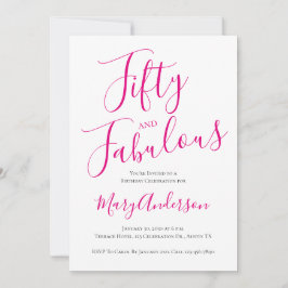 50歳と素晴らしいスクリプトピンク50歳の誕生日パーティー 招待状