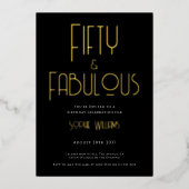 50歳と素晴らしいタイポグラフィ50歳の誕生日パーティー 箔招待状 (正面)