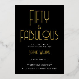 50歳と素晴らしいタイポグラフィ50歳の誕生日パーティー 箔招待状