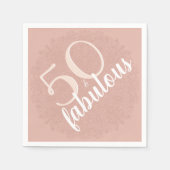 50歳と素晴らしいバラピンクフローラ50th誕生日パーティー スタンダードカクテルナプキン (正面)
