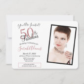 50歳と素晴らしいバラ金ゴールド50歳の誕生日パーティーの写真 招待状 (正面)