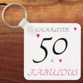 50歳と素晴らしいピンクのハート50歳の誕生日 キーホルダー (正面)