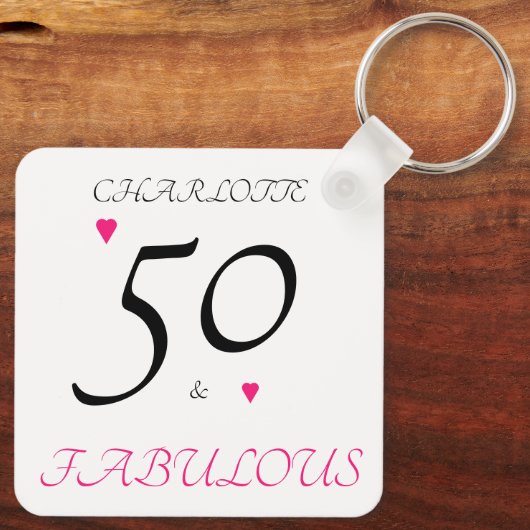 50歳と素晴らしいピンクのハート50歳の誕生日 キーホルダー (裏面)