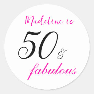 50歳と素晴らしいピンクタイポグラフィ50歳 ラウンドシール