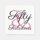 50歳と素晴らしいピンクブラック50th誕生日パーティー スタンダードカクテルナプキン (正面)