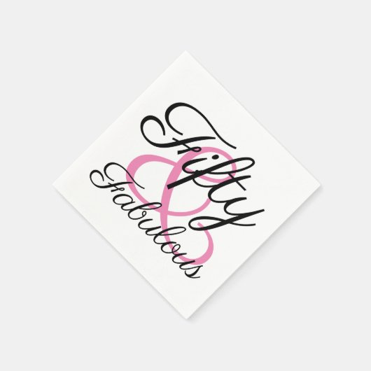 50歳と素晴らしいピンクブラック50th誕生日パーティー スタンダードカクテルナプキン (角)