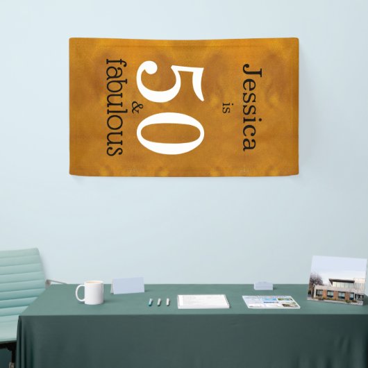 50歳と素晴らしいフェイク金ゴールド50歳のシンプル誕生日パーティー 横断幕 (トレードショー)