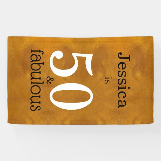 50歳と素晴らしいフェイク金ゴールド50歳のシンプル誕生日パーティー 横断幕 (横)