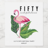 50歳と素晴らしいフラミンゴ50歳の誕生日パーティー ワインラベル (シングルラベル)