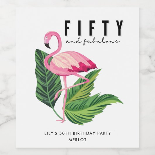 50歳と素晴らしいフラミンゴ50歳の誕生日パーティー ワインラベル (シングルラベル)