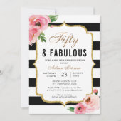 50歳と素晴らしいフローラ50歳の誕生日パーティー 招待状 (正面)