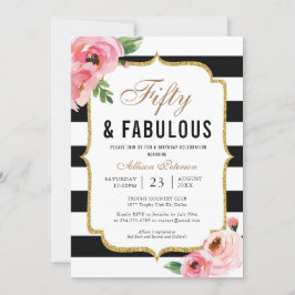 50歳と素晴らしいフローラ50歳の誕生日パーティー 招待状