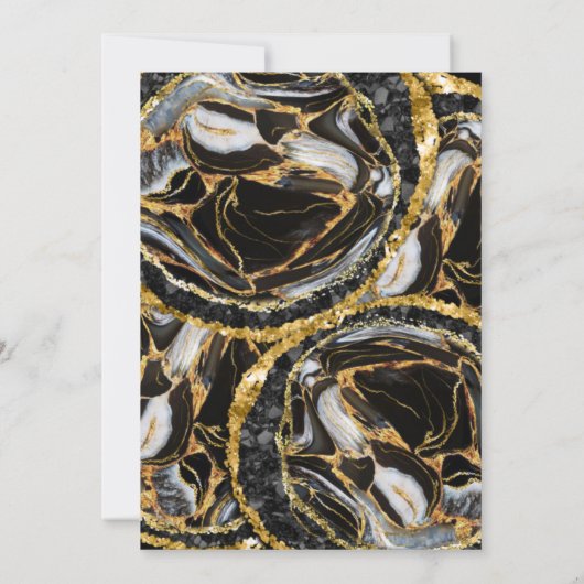 50歳と素晴らしいブラックと金ゴールド50歳の誕生日パーティー 招待状 (裏面)