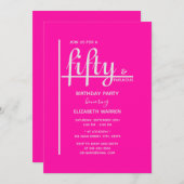 50歳と素晴らしいホットピンク50歳の誕生日パーティー 招待状 (正面/裏面)