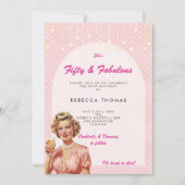 50歳と素晴らしいレトロピンクの誕生日の招待状 招待状 (正面)