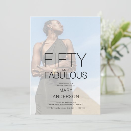 50歳と素晴らしい写真50歳の誕生日パーティー 招待状 (スタンド正面)