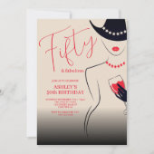 50歳と素晴らしい女性の50誕生日 招待状 (正面)