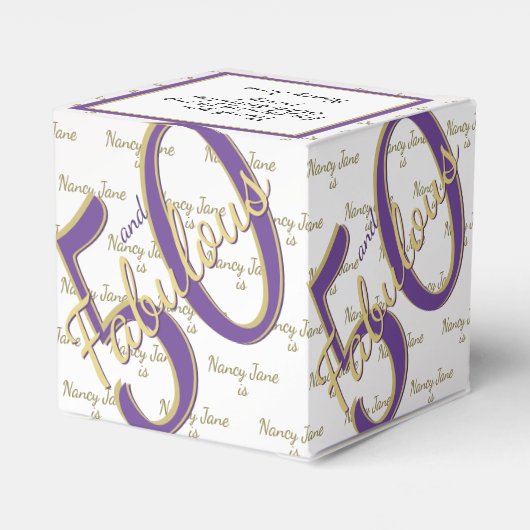 50歳と素晴らしい誕生日パーティパープル/金ゴールドメッセージ フェイバーボックス (裏面サイド)