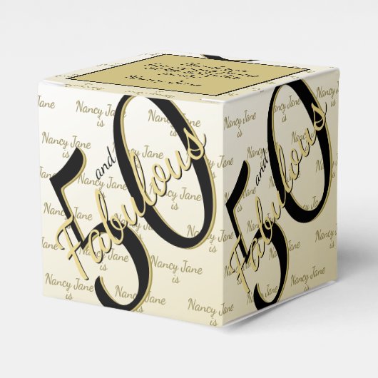 50歳と素晴らしい誕生日パーティブラック/金ゴールドメッセージ フェイバーボックス (正面サイド)