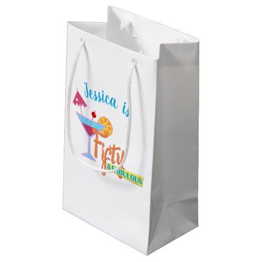 50歳と素晴らしい誕生日パーティーレトロ スモールペーパーバッグ (裏面アングル)