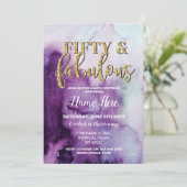 50歳と素晴らしい誕生日パーティー紫50招待状 招待状 (スタンド正面)