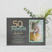 50歳と素晴らしい誕生日パーティー50人目の金ゴールド写真 招待状 (スタンド正面)